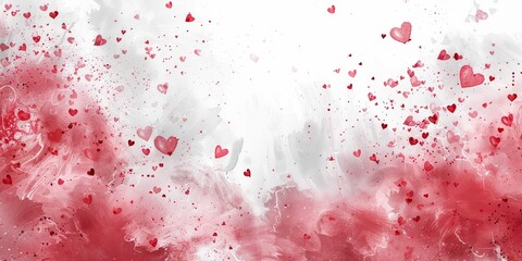 Romantic hearts background with red and white colors, love concept
