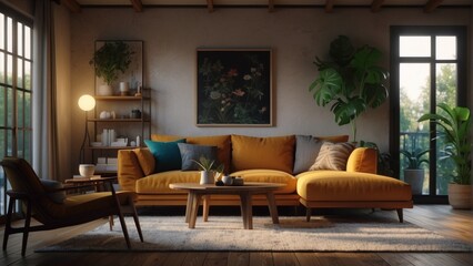 Cozy living room with a Scandinavian accent