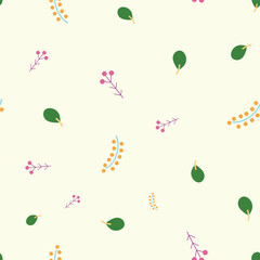 seamless repeat pattern with simple unique colorful floral motifs on a cream background perfect for fabric, scrap booking, wallpaper, gift wrap projects