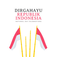 Indonesia flag. Indonesia independence day social media template.