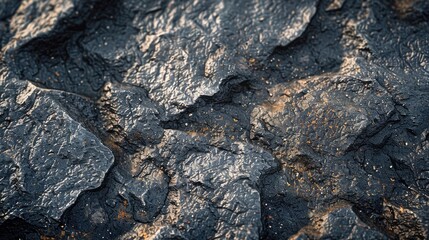 Fototapeta premium A close up of a rock with a black and brown color. The rock has a rough texture and he is dirty