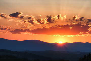 Majestic sunset over mountains in Virginia