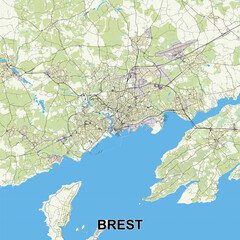 Brest, France map poster art