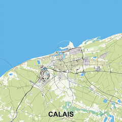 Calais, France map poster art