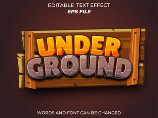 under ground text effect, font editable, typography, 3d text for game mining . vector template