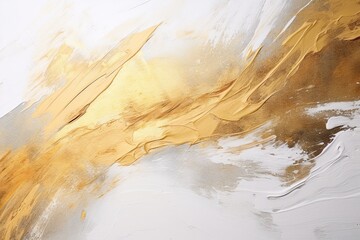 Abstract Acrylic Painting on White Background with Gold Brush Strokes Category Graphic Resources