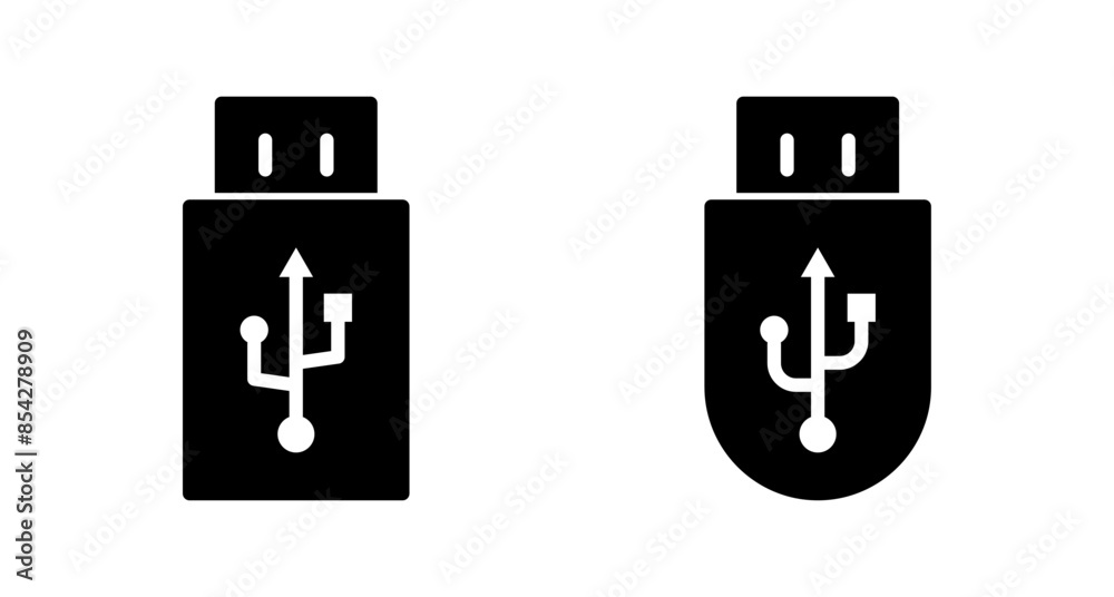 Sticker Usb icon vector isolated on white background. Flash disk icon vector