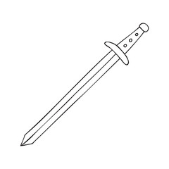 Vector hand drawn doodle sketch outline sword isolated on white background