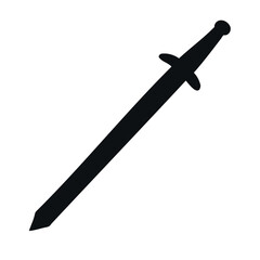 Vector hand drawn sword silhouette isolated on white background
