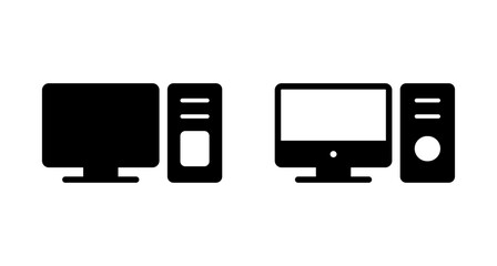 Computer icon vector isolated on white background. PC Icon vector. Computer monitor icon. Flat PC symbol