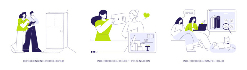 Interior design services abstract concept vector illustrations.