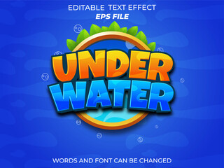 under water text effect, font editable, typography, 3d text for games. vector templatef