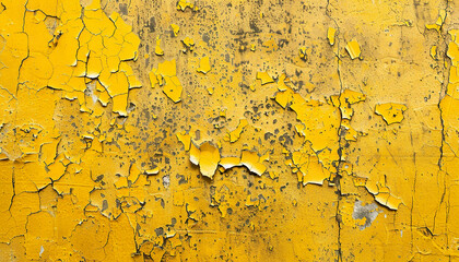 Grunge yellow metal paint cracks wall texture background wallpaper. backdrop, scratched, tattered, old rusty, distressed, worn out pattern