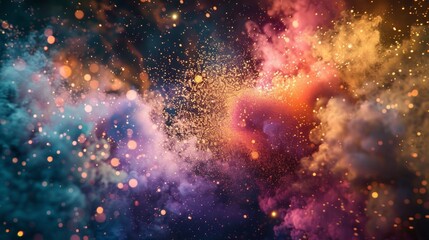 Obraz premium A vibrant pulsating mass of particles colliding and creating a vibrant almost otherworldly display.