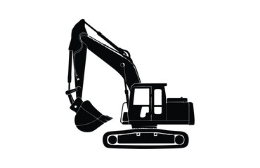 Excavator black icon, isolated on white background. Vector illustration.