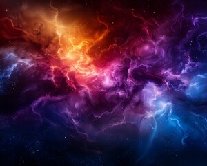 Stunning cosmic nebula with vibrant colors and swirling gas clouds, creating a mesmerizing image ideal for backgrounds and space-themed designs.