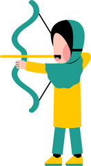 Hijab Kid Playing Archery Illustration 