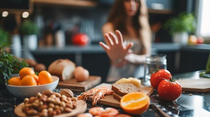 A person is rejecting allergenic food.