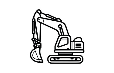 Excavator black icon, isolated on white background. Vector illustration.