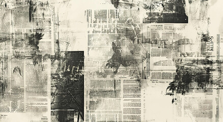Fototapeta premium Grunge old yellow newspaper texture background wallpaper. Backdrop, weathered, worn out, abstract, tattered, artistic collage, paper, detailed composition