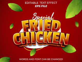 fried chicken text effect, font editable, typography, 3d text. vector template