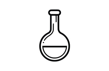 Flask black icon, isolated on white background. Vector illustration.