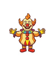 Obraz premium Light orange hair friendly happy birthday party celebration colorful cartoon clown. Clown illustration isolated on a white background.