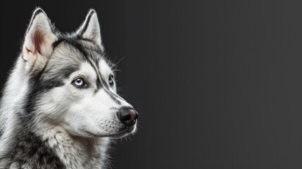 Obraz premium Portrait of a Husky dog over plain background