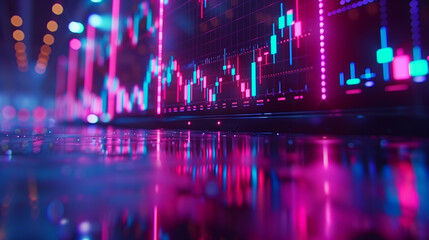 Fototapeta premium Wall covered in financial charts and graphs