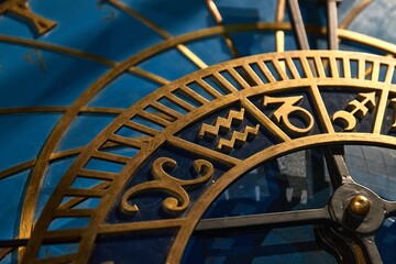 Old astronomical clock detail