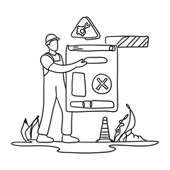 Enhance your website or app with this eye catching flat illustration of an Error Warning Sign. This versatile image is ideal for error messages, alerts, notifications, and more.