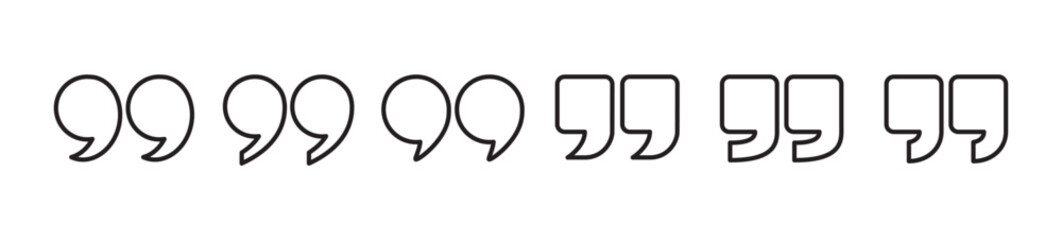 Simple quotes icon. Quote sign icon. Quotation mark symbol, Set of quotes icon, quote mark vector icon set. Quotemarks outline, Speech marks, Quotes icon vector illustration in transparent background
