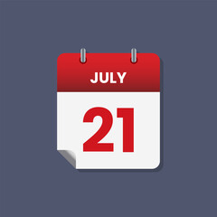 Calendar date month icon flat july vector