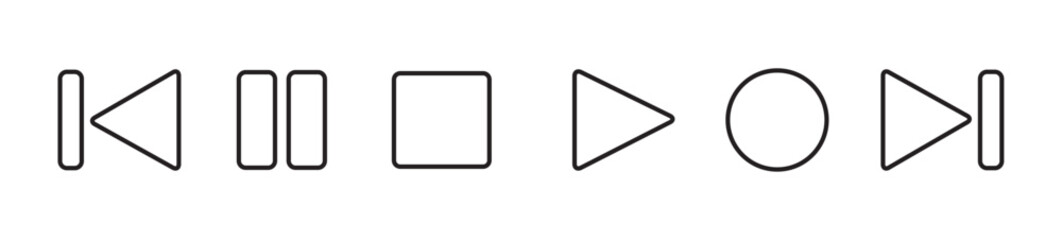Media player button icons. Play and pause buttons, video audio player, player button set icon symbol, play and pause vector button. Vector illustration in transparent background.
