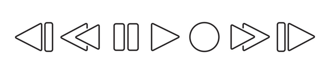 Simple set of media player button icons. Play and pause buttons, video audio player, player button set icon symbol, play and pause vector button. Vector illustration in transparent background.