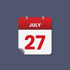 Calendar date month icon flat july vector