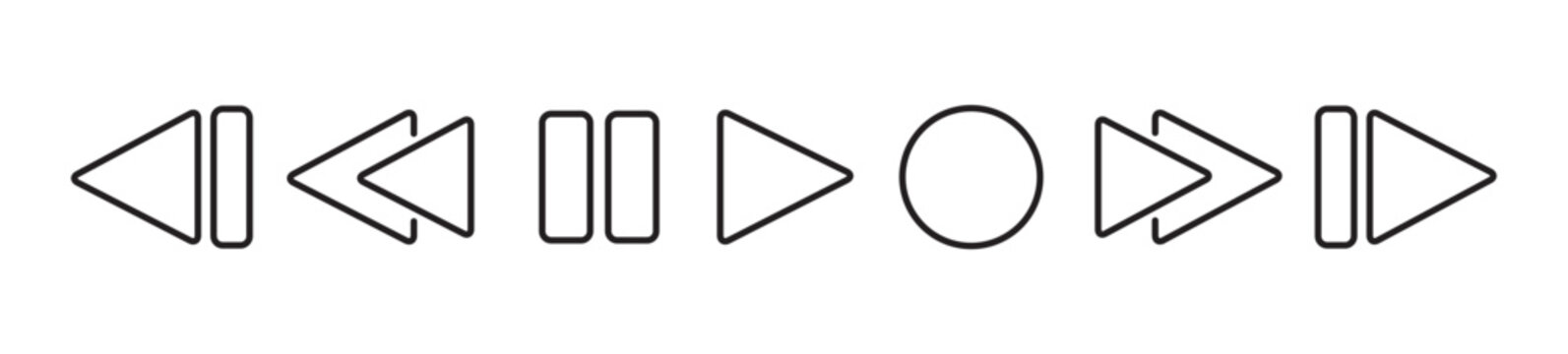 Simple set of media player button icons. Play and pause buttons, video audio player, player button set icon symbol, play and pause vector button. Vector illustration in transparent background.