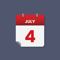 Calendar date month icon flat july vector