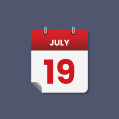 Calendar date month icon flat july vector