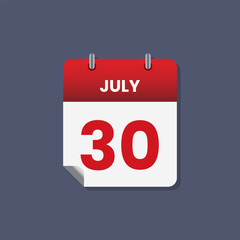 Calendar date month icon flat july vector