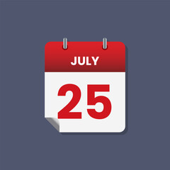 Calendar date month icon flat july vector