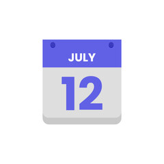 Calendar date month icon flat july vector