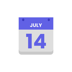 Calendar date month icon flat july vector