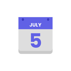 Calendar date month icon flat july vector
