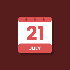 Calendar date month icon flat july vector
