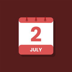 Calendar date month icon flat july vector
