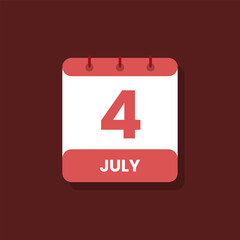 Calendar date month icon flat july vector