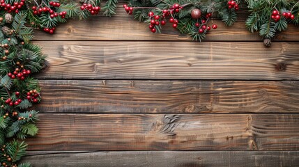 Christmas Wooden Background with Blank Space for Your Decor