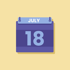 Calendar date month icon flat july vector