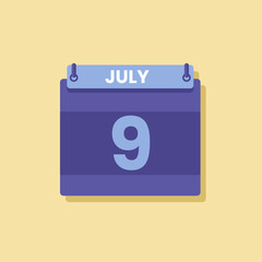 Calendar date month icon flat july vector